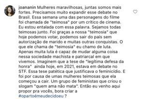 Joana comentário no instagram - trilogia maternidade